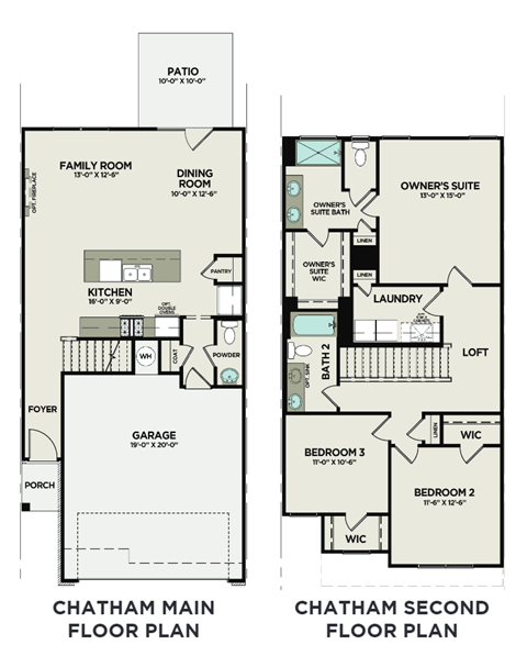 floor plan of the first and second floor of a house